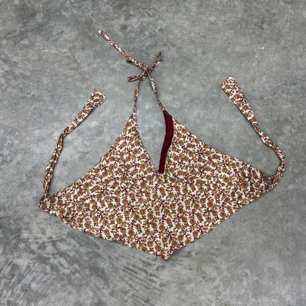 Y2K Floral Halter Top Tie Back OS Floral Boho Festival Tie Neck And Back Indie